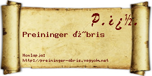 Preininger Ábris névjegykártya